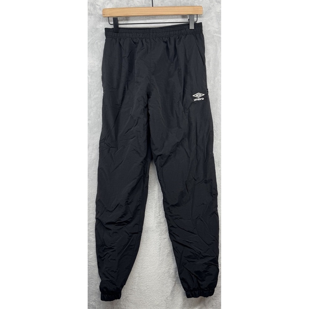 Vintage Umbro Nylon Lined Soccer Pants Black‎ Pockets Youth Boys XL 16/18